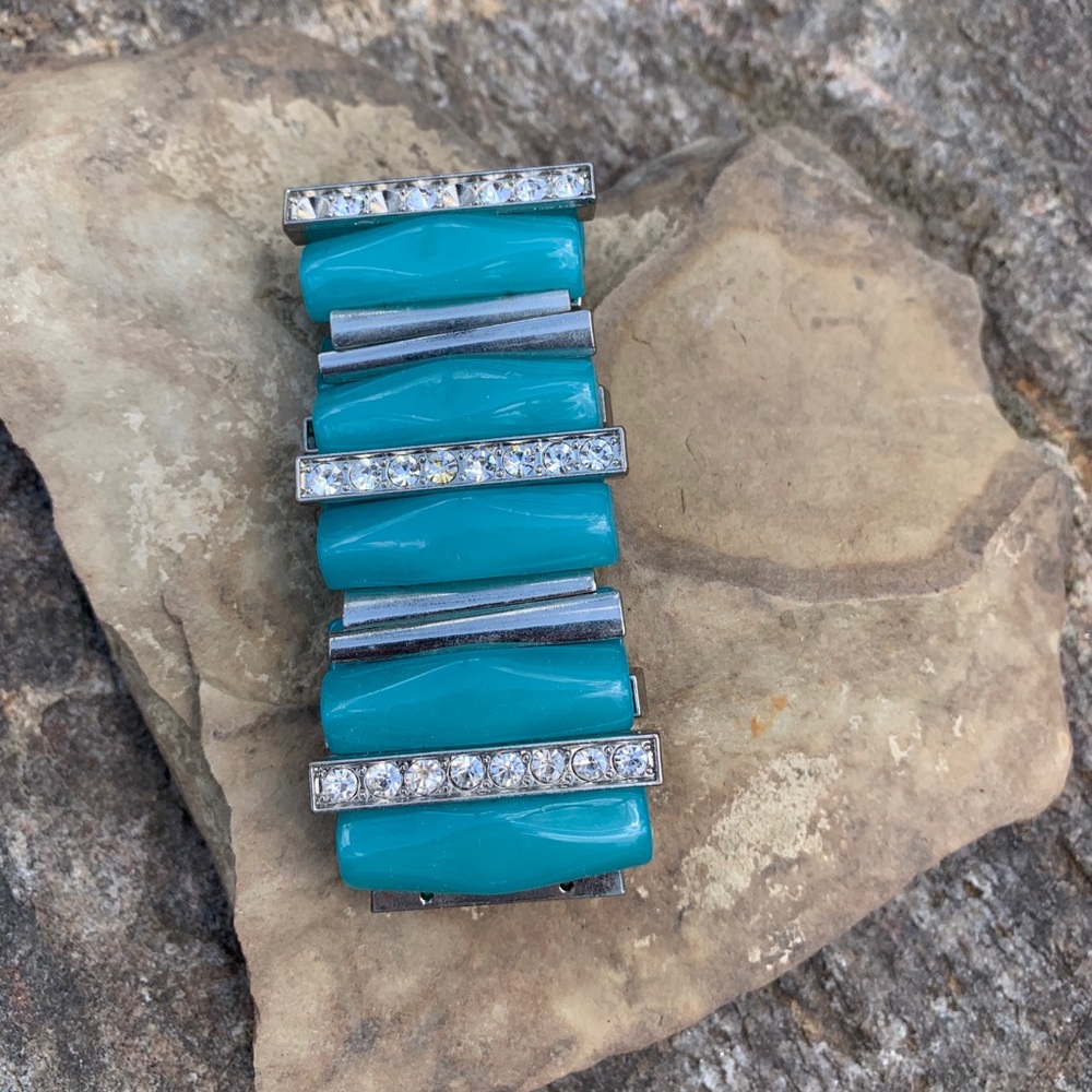 Modernist silver & turquoise bracelet